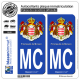 2 Autocollants plaque immatriculation Auto : MC Monaco - Armoiries