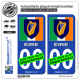 2 Autocollants plaque immatriculation Auto : Irlande - Armoiries Drapées