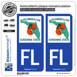 2 Autocollants plaque immatriculation Auto FL Floride - MyFlorida