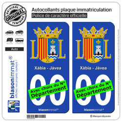 2 Autocollants plaque immatriculation Auto : Xàbia - Armoiries