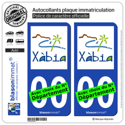 2 Autocollants plaque immatriculation Auto : Xàbia - Tourisme