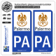 2 Autocollants plaque immatriculation Auto PA Palerme - Città