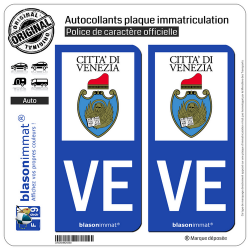 2 Autocollants plaque immatriculation Auto VE Venise - Città