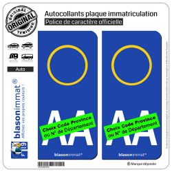 2 Autocollants plaque immatriculation Auto : Italie - LogoType