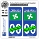 2 Autocollants plaque immatriculation Auto : Lombardie Région - Drapeau