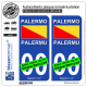2 Autocollants plaque immatriculation Auto : Palerme Ville - Drapeau