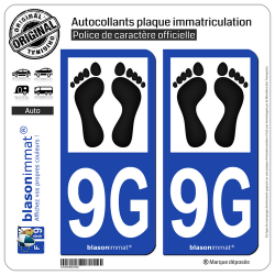 2 Autocollants plaque immatriculation Auto 9G Pieds-Noirs