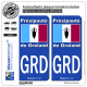 2 Autocollants plaque immatriculation Auto GRD Le Groland - Drapeau