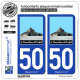 2 Autocollants plaque immatriculation Auto 50 Le Mont-Saint-Michel