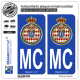 2 Autocollants plaque immatriculation Auto MC Automobile Club de Monaco - Blason