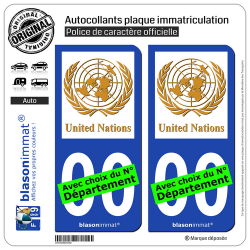 2 Autocollants plaque immatriculation Auto : United Nations