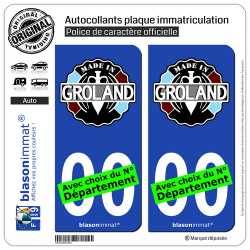 2 Autocollants plaque immatriculation Auto : Le Groland - Made in