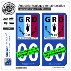 2 Autocollants plaque immatriculation Auto : Le Groland - Mourir pour toi