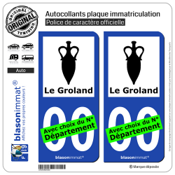 2 Autocollants plaque immatriculation Auto : Le Groland - Armoiries