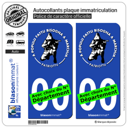 2 Autocollants plaque immatriculation Auto : Ribellu Corse - Patriottu