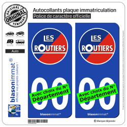 2 Autocollants plaque immatriculation Auto : Les Routiers