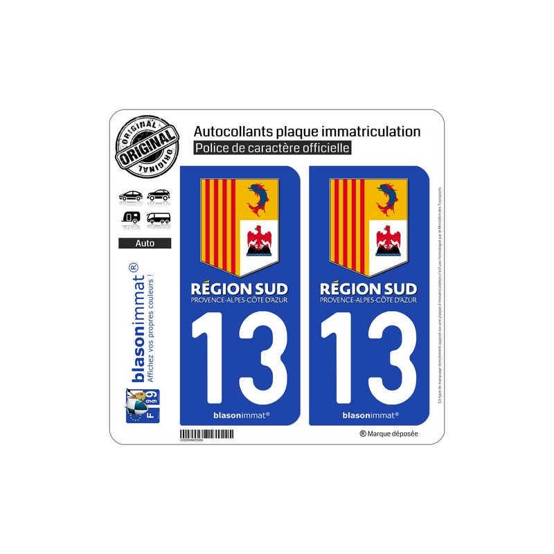 2 autocollants stickers plaque immatriculation Région Ile de France -  Département 93 Seine St Denis Officiel