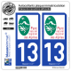 2 Autocollants plaque immatriculation Auto 13 Alpilles - Parc Naturel Régional