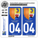 2 Autocollants plaque immatriculation Auto 04 PACA - Armoiries