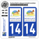 Jeu de 2 Stickers pour plaques d'immatriculation auto - Modèle : 14 Houlgate - Tourisme