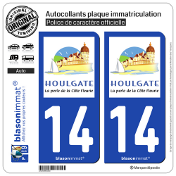 2 Autocollants de plaque d'immatriculation auto 14510 Houlgate - Tourisme