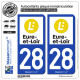 2 Autocollants plaque immatriculation Auto 28 Eure-et-Loir - Département
