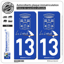 2 Autocollants plaque immatriculation Auto 13 La Ciotat - Ville