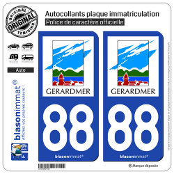 2 Autocollants plaque immatriculation Auto 88 Gérardmer - Ville