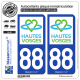 2 Autocollants plaque immatriculation Auto 88 Hautes-Vosges - Tourisme