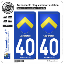 2 Autocollants plaque immatriculation Auto 40 Capbreton - Armoiries