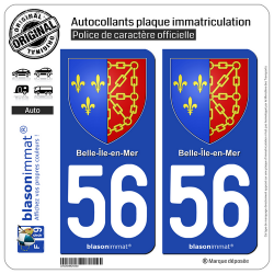 2 Autocollants de plaque d'immatriculation auto 56 Belle-Ile-en-Mer - Armoiries
