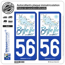 2 Autocollants de plaque d'immatriculation auto 56 Belle-Ile-en-Mer - Tourisme