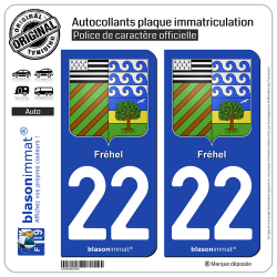 2 Autocollants plaque immatriculation Auto 22 Fréhel - Armoiries