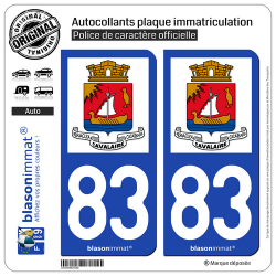 2 Autocollants plaque immatriculation Auto 83 Cavalaire-sur-Mer - Ville