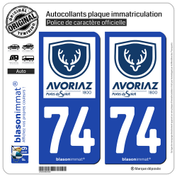 2 Autocollants plaque immatriculation Auto 74 Avoriaz - Station