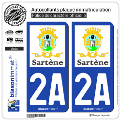 2 Autocollants plaque immatriculation Auto 2A Sartène - Cità