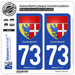 2 Autocollants plaque immatriculation Auto 73 Courchevel - Armoiries