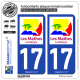 2 Autocollants plaque immatriculation Auto 17 Les Mathes - Ville