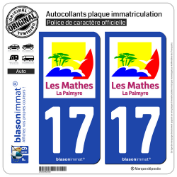 2 Autocollants plaque immatriculation Auto 17 Les Mathes - Ville