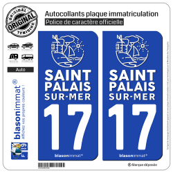 2 Autocollants plaque immatriculation Auto 17 Saint-Palais-sur-Mer - Ville