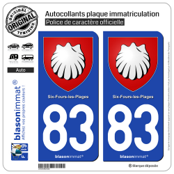 2 Autocollants plaque immatriculation Auto 83 Six-Fours-les-Plages - Armoiries