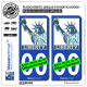 2 Autocollants plaque immatriculation Auto : Liberty - Statue Liberté