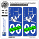 2 Autocollants plaque immatriculation Auto : Rugbyman - White