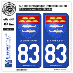 2 Autocollants plaque immatriculation Auto 83 La Seyne-sur-Mer - Armoiries