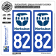 2 Autocollants plaque immatriculation Auto 82 Montauban - Ville