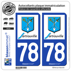2 Autocollants plaque immatriculation Auto 78 Sartrouville - Ville