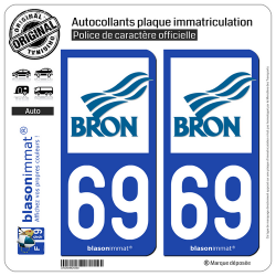 2 Autocollants plaque immatriculation Auto 69 Bron - Ville