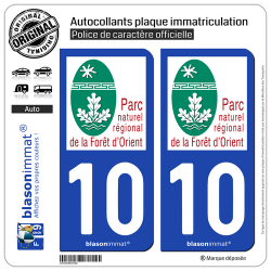2 Autocollants plaque immatriculation Auto 10 Forêt d'Orient - Parc Naturel Régional