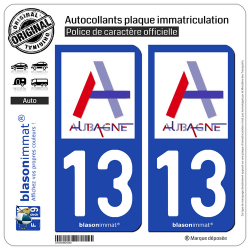 2 Autocollants plaque immatriculation Auto 13 Aubagne - Ville
