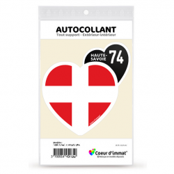 Autocollant Coeur d'immatriculation Haute-Savoie 74 - Blason (Noir)